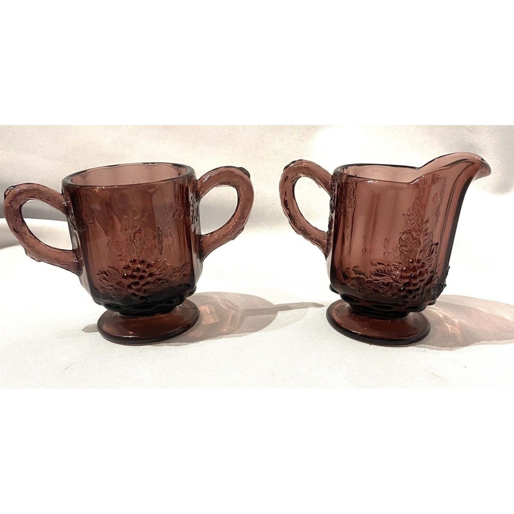 vintage deep dark purple grape sugar cup bowl & creamer pitcher cup - Picture 3 of 8